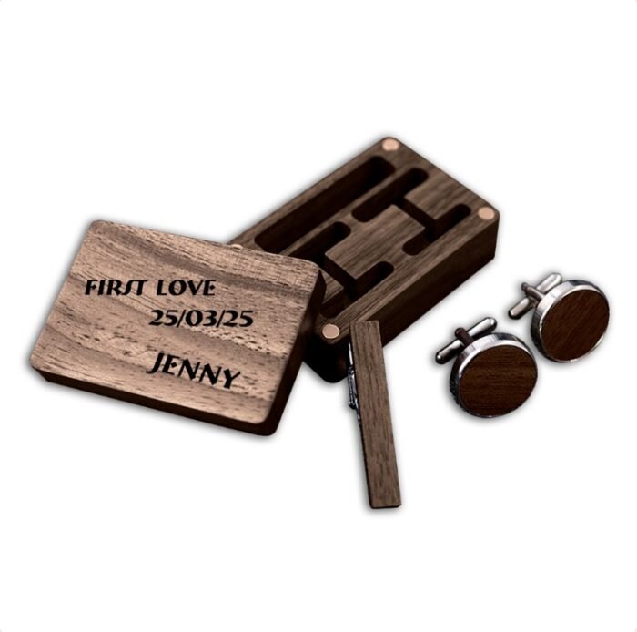 custom-Solid-wood-tie-clip-cufflinks