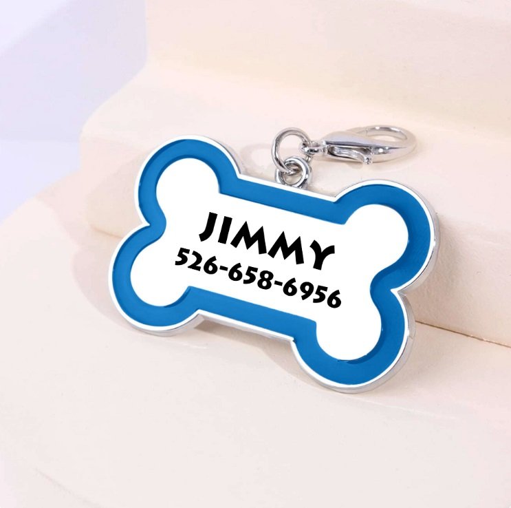 Custom-Dog-bone-keychain-blue